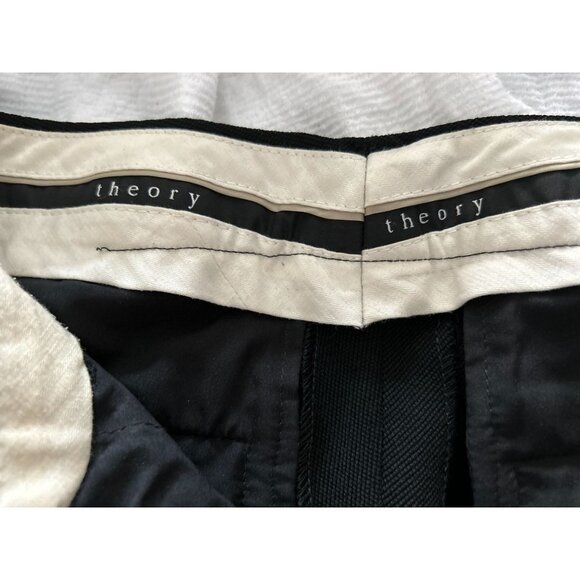 THEORY Wool Crepe Black Trousers Wide leg Pants Size 8 - Picture 9 of 11